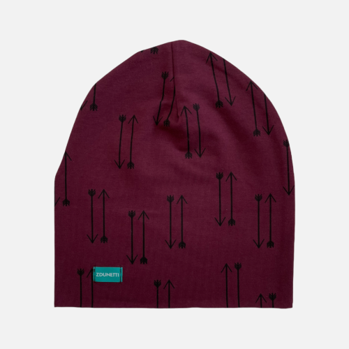 CD044 Czapka z dresówki dresowa beanie strzałki bordowa purpurowa.PNG