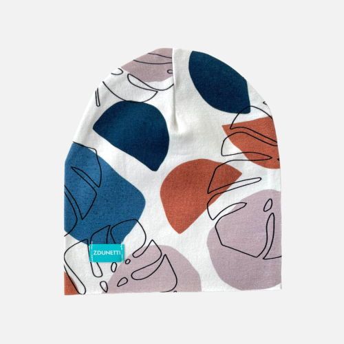 CZ122 Czapka dresowa dziecięca z dresówki smerfetka beanie kubizm monstera.PNG