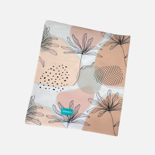 KD084 Komin dresowy dziecięcy z dresówki dla dzieci kubizm kwiaty beżowa i szara.PNG