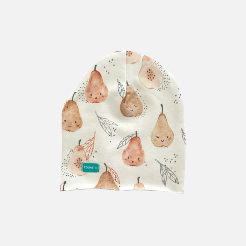 CZ119 Czapka dresowa dla niemowląt lekka miękka czapeczka gruszki brązowe wyprawka niemowlak.PNG