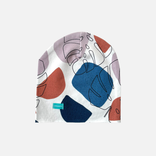 CZ122 Czapka dresowa dla niemowląt lekka miękka czapeczka liście kubizm monstera wyprawka niemowlak.PNG