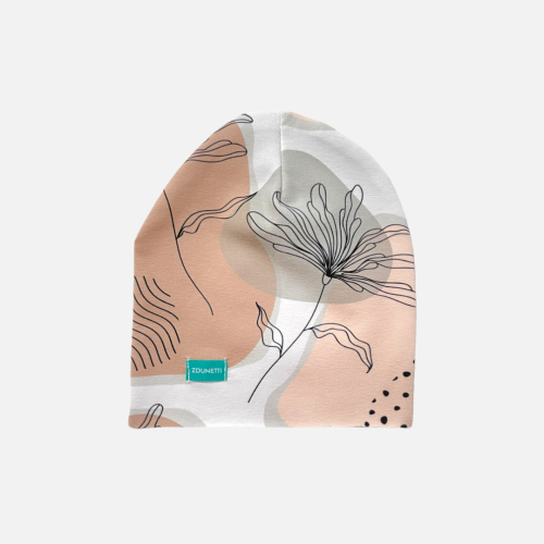 CZ139 Czapka dresowa dla niemowląt lekka miękka czapeczka kubizm kwiaty wyprawka niemowlak.PNG