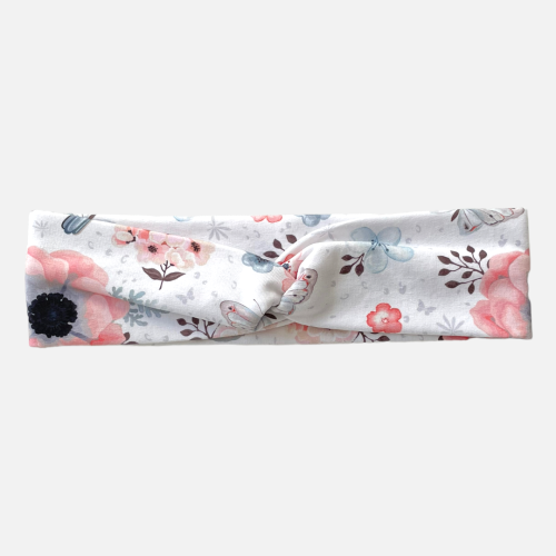 OMP023 opaska przeplatana na głowę twist kwiatki ptaszki motyle biała.PNG