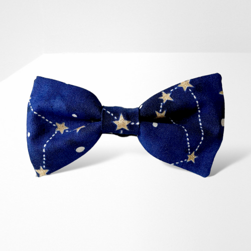 MM143 Muszka mucha męska damska kolorowa gotowa gwiazdy gwiazdozbiór złota granatowa.PNG