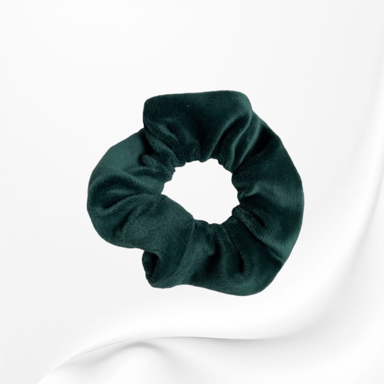 GS006 Gumka frotka scrunchie śednia welurowa zielona butelkowa.JPG