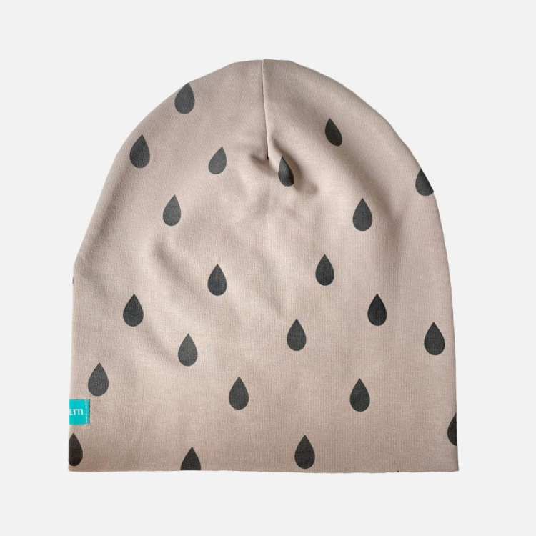 CD053 Czapka z dresówki dresowa beanie kropelki nude.JPG
