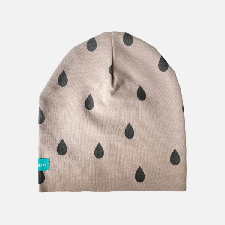 CZ160 Czapka dresowa dziecięca beanie w kropelki nude.JPG