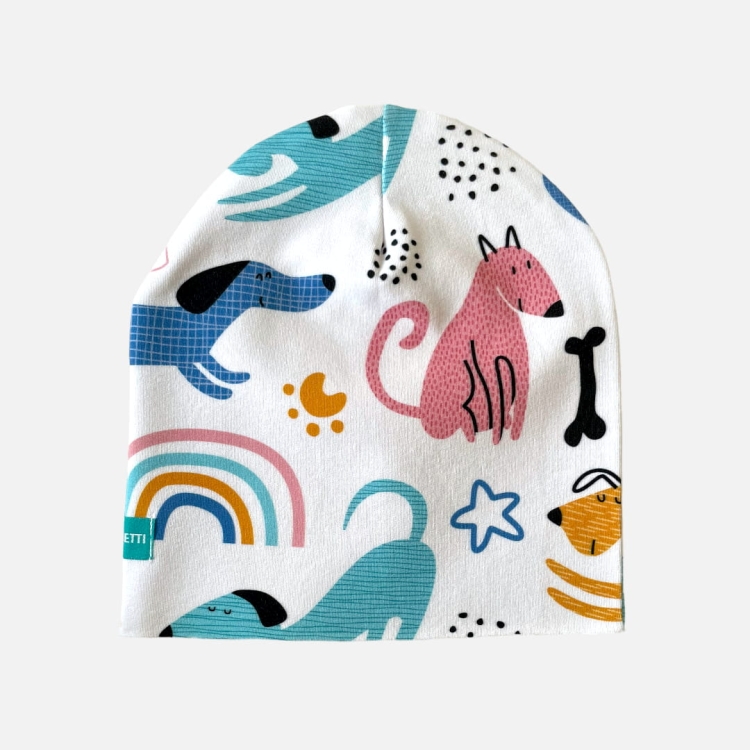 CZ154 Czapka dresowa dziecięca beanie w pieski.JPG