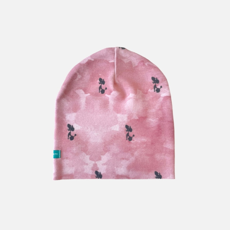 CZ152 Czapka dresowa dla niemowląt lekka miękka czapeczka wyprawka niemowlak pudle różowa pieski.JPG