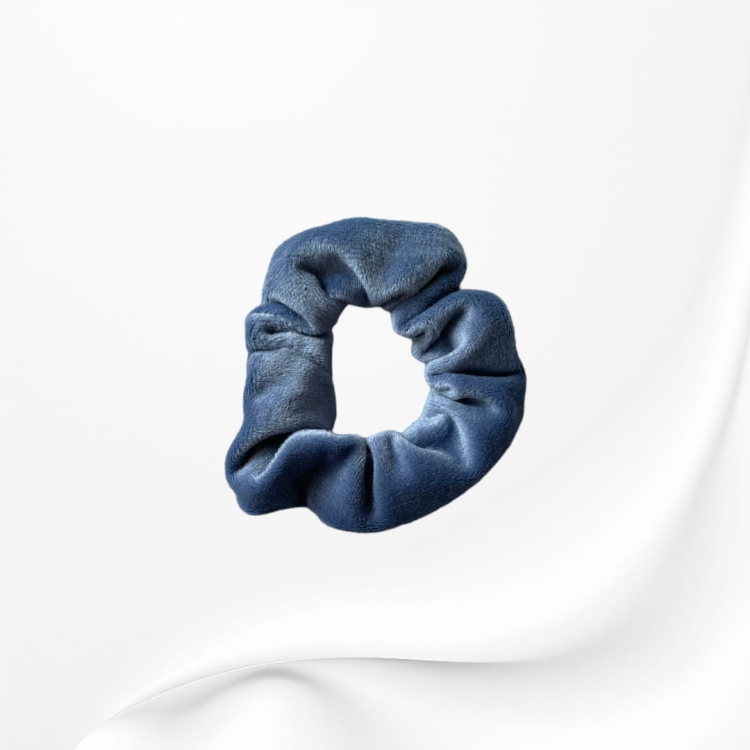 GD072 Gumka frotka scrunchie mini welurowa niebieska jeansowa.JPG