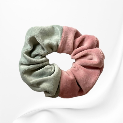 GM066 GUMKA FROTKA SCRUNCHIE DUŻA WELUROWA różowa zielona blada.JPG