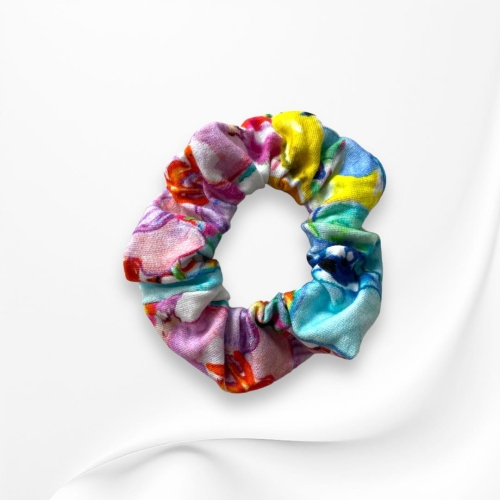 GS026 Gumka frotka scrunchie średnia storczyki kolorowa.JPG