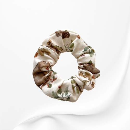 GS045 Gumka frotka scrunchie średnia LEŚNA KREMOWA.JPG