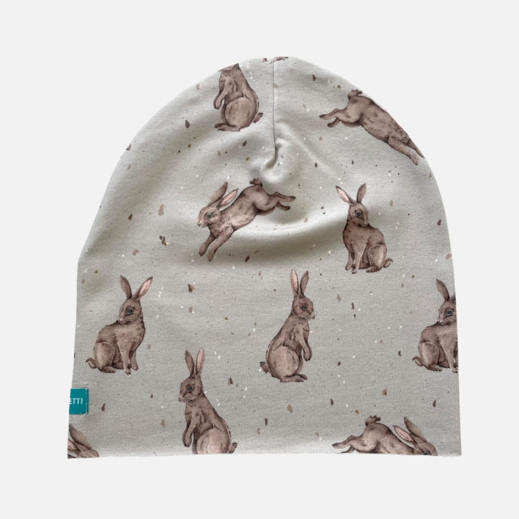 CD059 Czapka z dresówki dresowa beanie zające zajączki.JPG