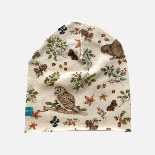 CD060 Czapka z dresówki dresowa beanie leśna kremowa.JPG