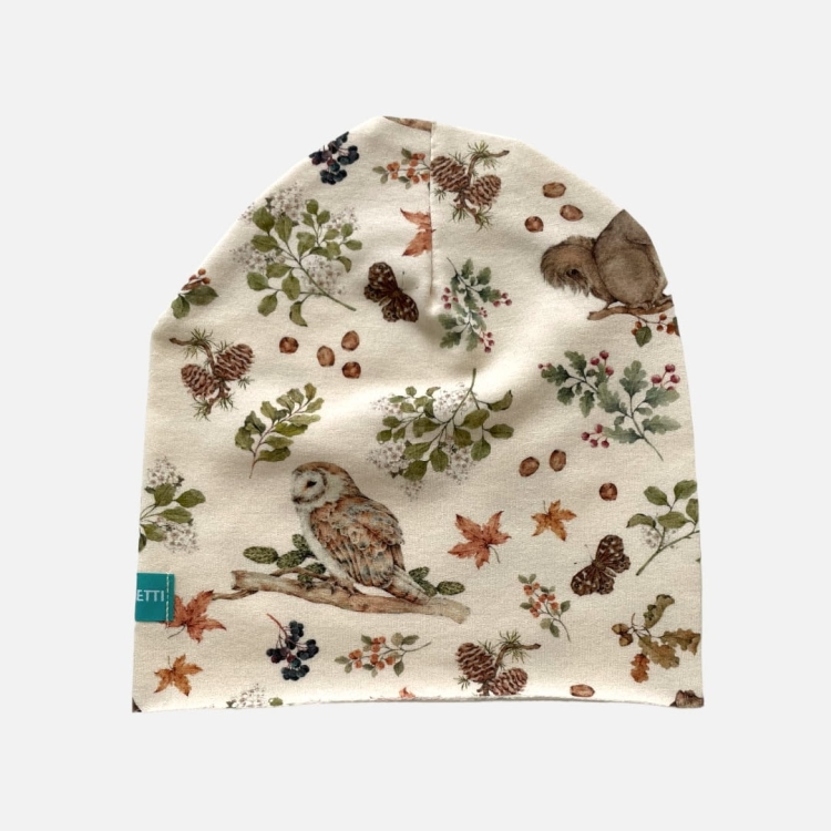 CD060 Czapka z dresówki dresowa beanie leśna kremowa.JPG