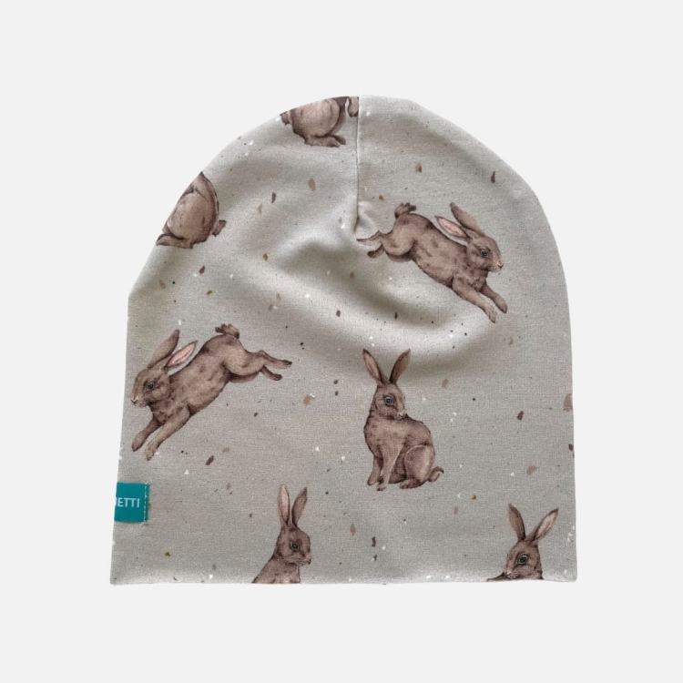 CZ163 Czapka dresowa dziecięca beanie zające zajączki.JPG