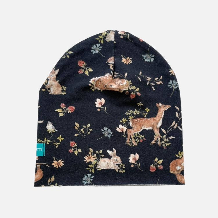 CZ165 Czapka dresowa dziecięca beanie leśna czarna.JPG