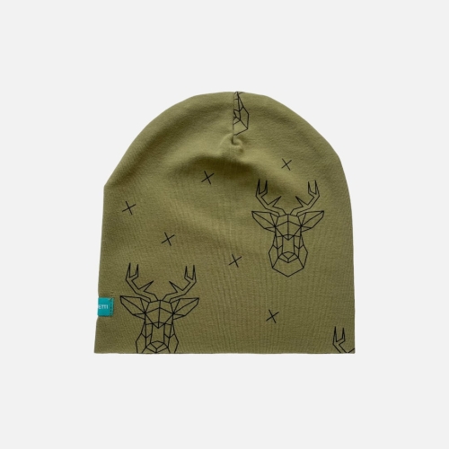 CZ168 Czapka dresowa dla niemowląt lekka miękka czapeczka wyprawka niemowlak jelenie zielona.JPG