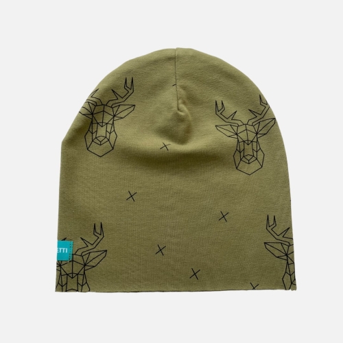 CZ168 Czapka dresowa dziecięca beanie jelenie zielona.JPG