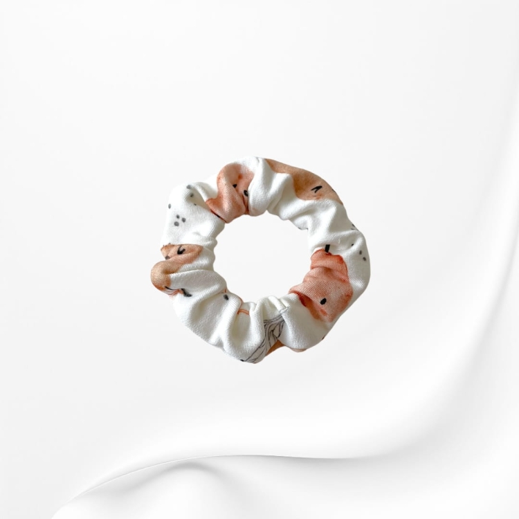 GD085 Gumka frotka scrunchy scrunchie mini GRUSZKI BRĄZOWE.JPG