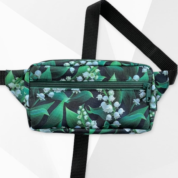 NP036 NERKA DWIE KIESZENIE konwalie kwiatki zielona.JPG