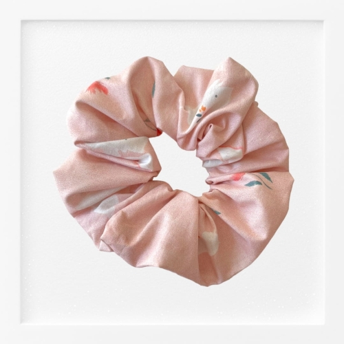 GM079 Gumka z materiału frotka na włosy na rękę do włosów materiałowa kwiatki RÓŻOWA.JPG