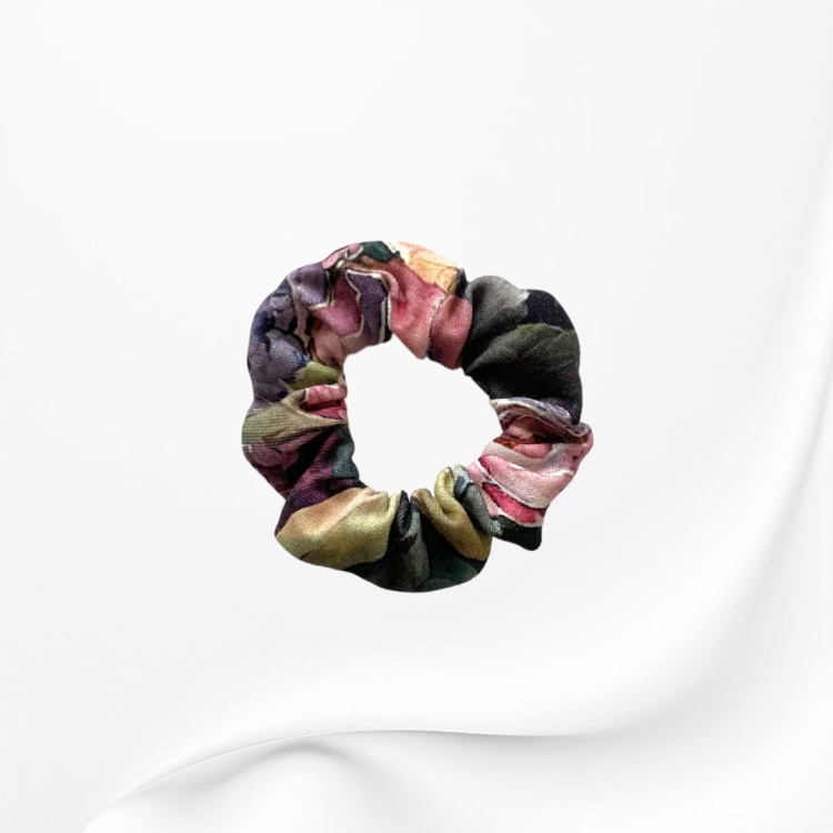 GD089 Gumka frotka scrunchy scrunchie mini kwiaty fioletowe.JPG