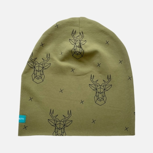 CD064 Czapka z dresówki dresowa beanie jelenie zielona.JPG