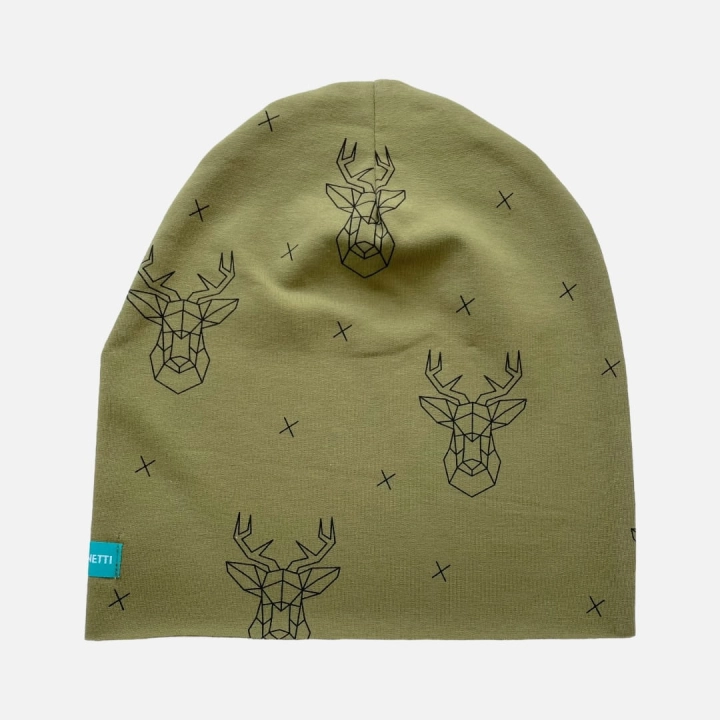 CD064 Czapka z dresówki dresowa beanie jelenie zielona.JPG