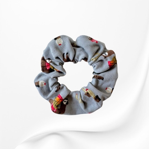 GS061 Gumka frotka scrunchie ALPAKA LAMA SZARA.JPG