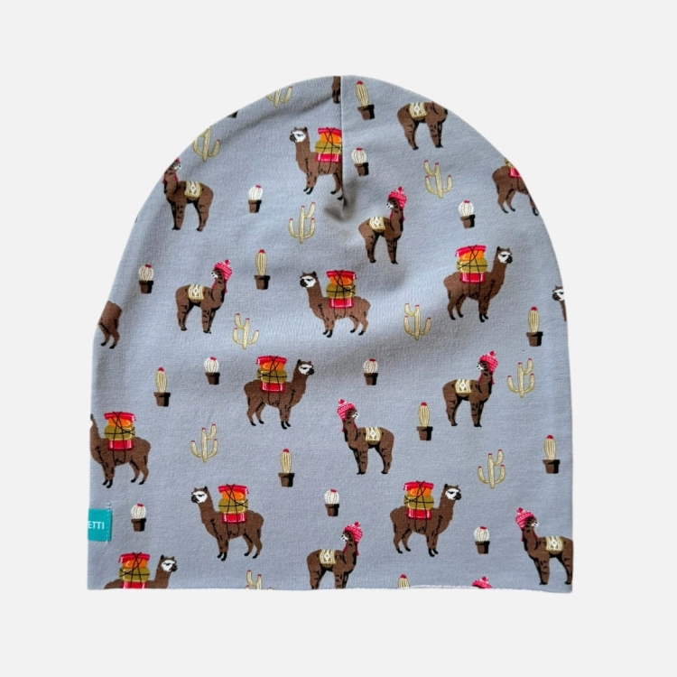 CD070 Czapka z dresówki dresowa beanie alpaki lamy szara.JPG