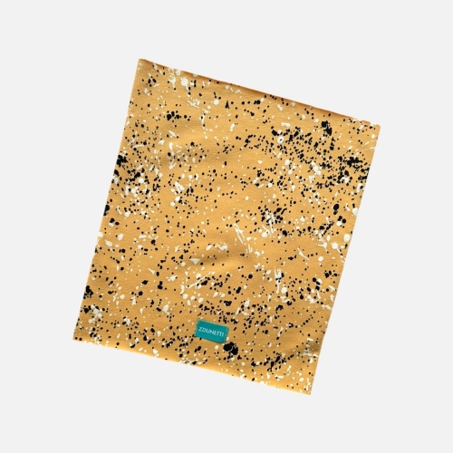 KD126 Komin dresowy dziecięcy z dresówki dla dzieci plamki kleksy musztardowy żółty.JPG