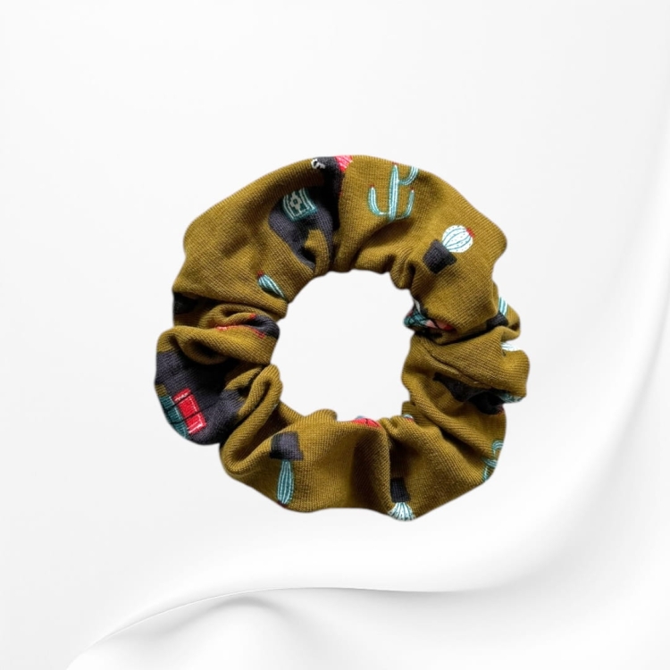 GS063 Gumka frotka scrunchie ALPAKA LAMA oliwkowa zielona.JPG