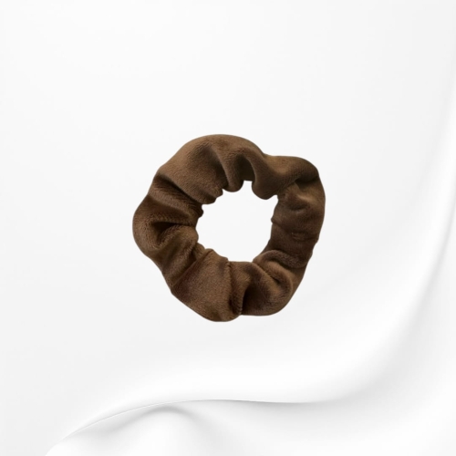 GD104 Gumka frotka scrunchie mini welurowa BRĄZOWA MLECZNA.JPG
