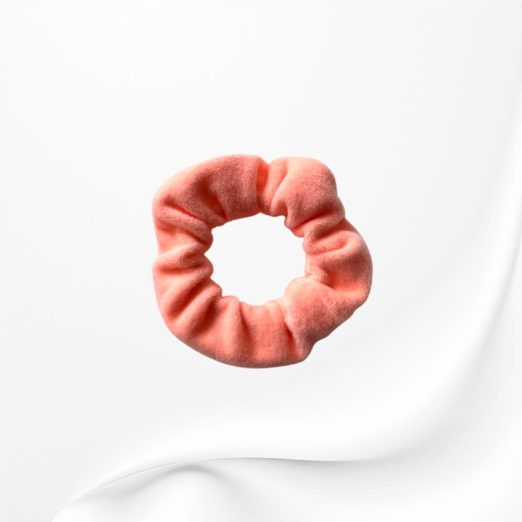 GD102 Gumka frotka scrunchie mini welurowa morelowa neon.JPG