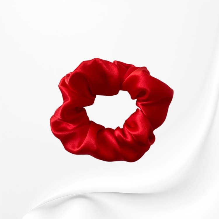 GJMD005 jedwabna scrunchie gumka do włosów jedwab CZERWONA.JPG