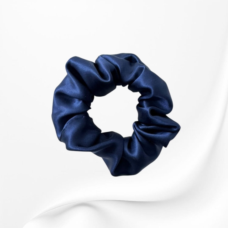 GJMD006 jedwabna scrunchie gumka do włosów jedwab GRANATOWA.JPG