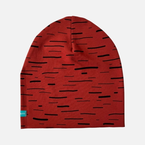 CD079 Czapka z dresówki dresowa beanie kreski ceglasta.JPG