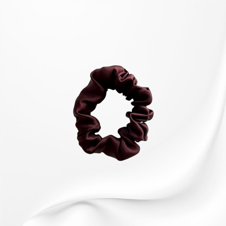 GJM013 JEDWABNA SCRUNCHIE GUMKA DO WŁOSÓW MINI brązowa bakłażanowa.JPEG