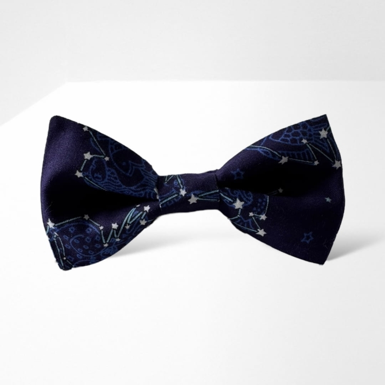 MM273 Muszka mucha męska damska kolorowa gotowa gwiazdy gwiazdozbiór zodiak granatowa.JPEG