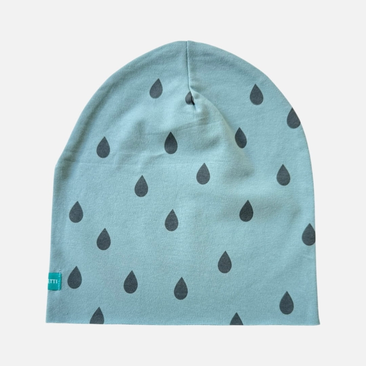 CD090 Czapka z dresówki dresowa beanie krople błekitna.JPEG