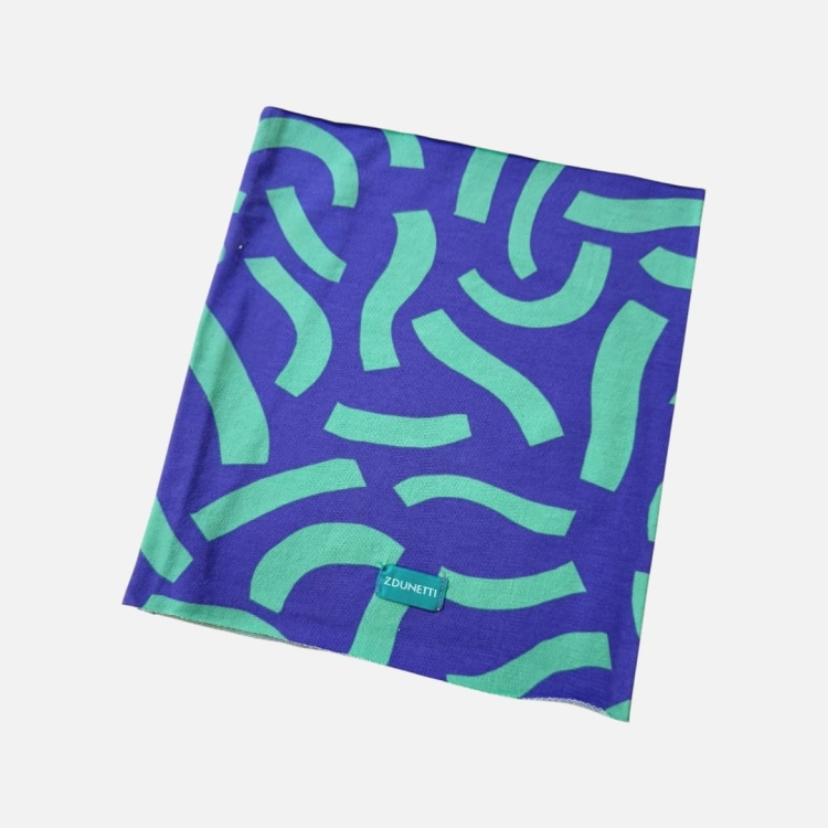 KD138 Komin dresowy dziecięcy z dresówki dla dzieci fioletowy w turkusowe nitki.JPEG