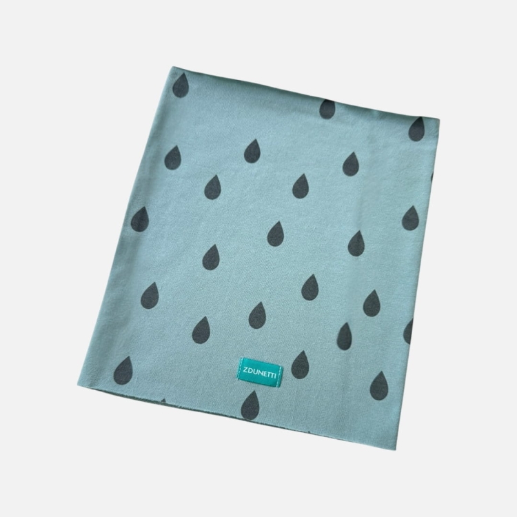 KD139 Komin dresowy dziecięcy z dresówki dla dzieci krople błękitny brudny.JPEG