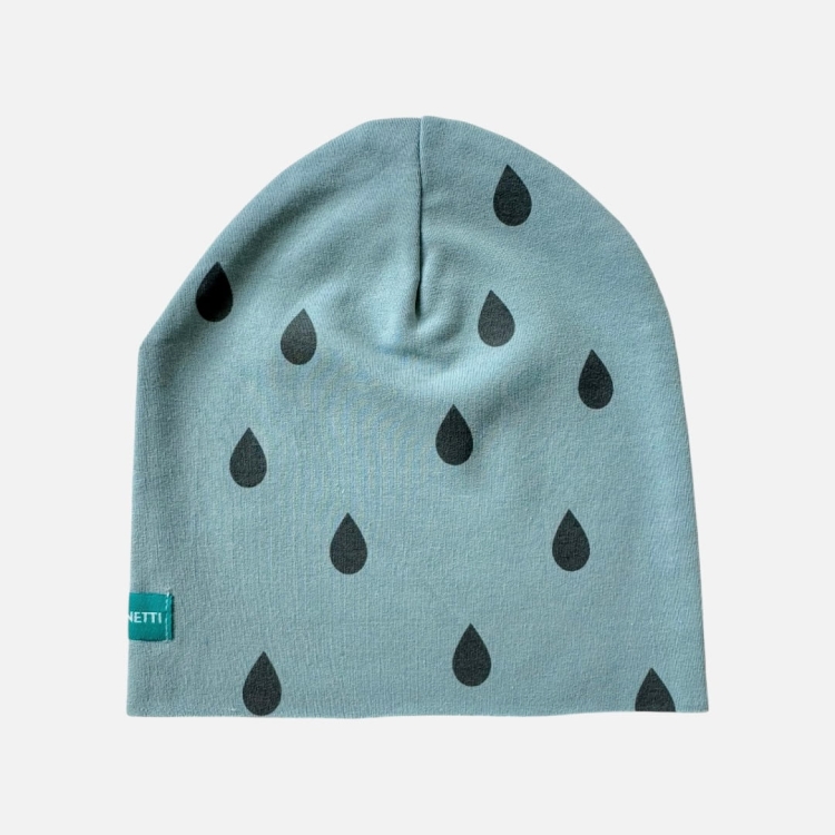 CZ194 Czapka dresowa dziecięca beanie krople błękitna brudna.JPEG