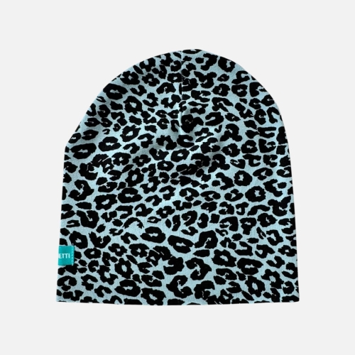 CZ195 Czapka dresowa dziecięca beanie panterka błękitna.JPEG