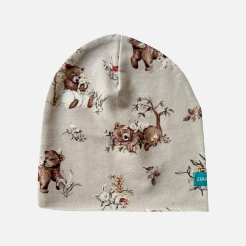 CZ198 Czapka dresowa dziecięca beanie misie i króliczki.JPEG