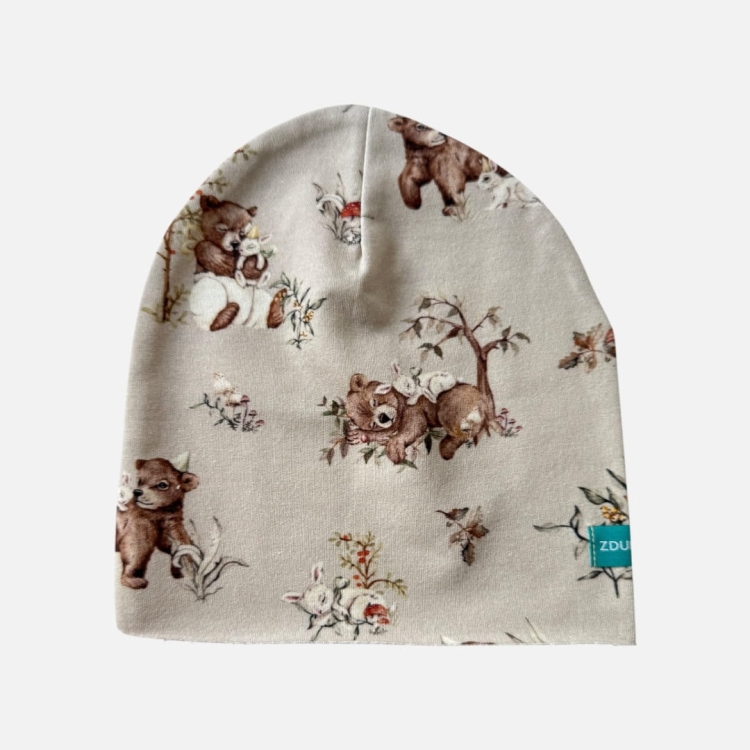 CZ198 Czapka dresowa dziecięca beanie misie i króliczki.JPEG