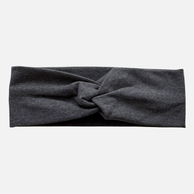 OMP078 opaska przeplatana na głowę twist szara grafitowa.JPEG