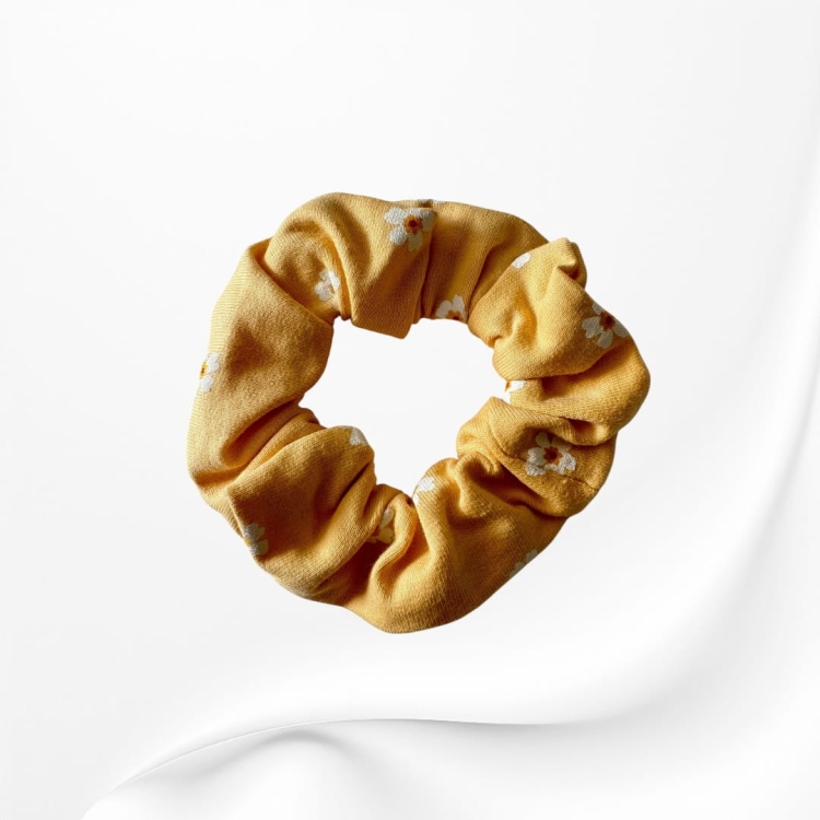 GS080 Gumka frotka scrunchie kwiaty żółta.JPEG